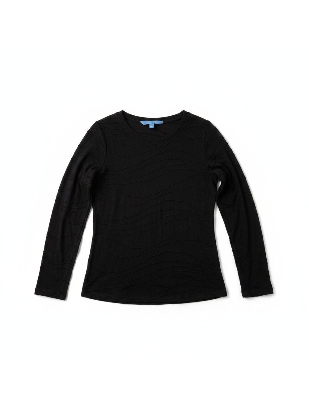 Simply Vera Vera Wang Womens M Black Textured Long Sleeve Top Pintuck Blouse